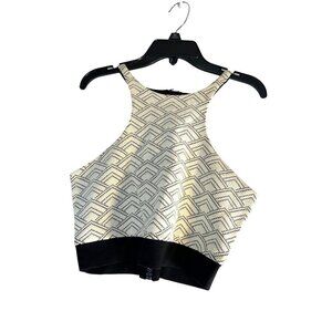 Express Womens Crop Top Black/Off White Zip Back Size S/P NWT